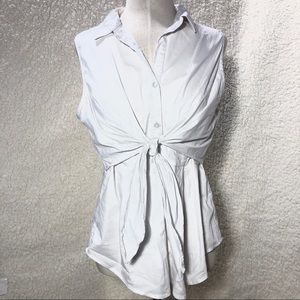 White Tie Front Blouse